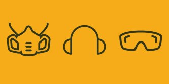 Respiratory Protection, Hearing Protection and Eye Protection Icons
