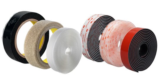 Family image of rolls of 3M™ Hook and Loop and 3M™ Dual Lock™ Reclosable Fasteners
