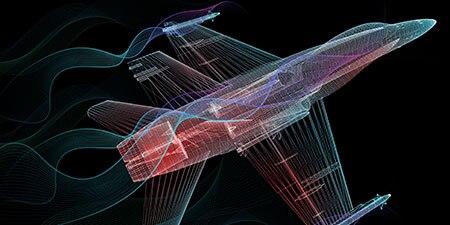 A wireframe model of heat buildup in a fighter jet
