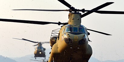 Yellow Helicopter and Rotor Blades
