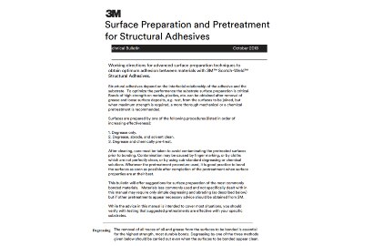 Image of first page of technical bulletin &ldquo;Surface Preparation and Pretreatment for Structural Adhesives&rdquo;