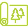 Light green trees on roll of paper icon.