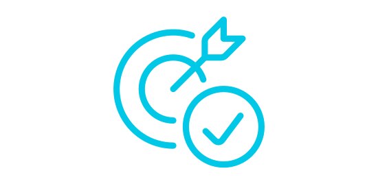 An icon of an arrow in a target with a checkmark.

