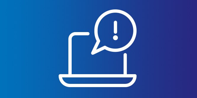 An icon of a computer with an alert notification over it
