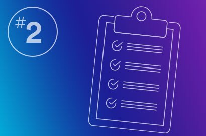 Line drawing of a checkoff sheet on a clipboard over a gradient background