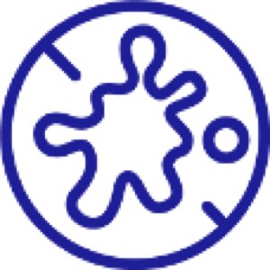 Icon of a dollop of a compound in a circle with line through it.