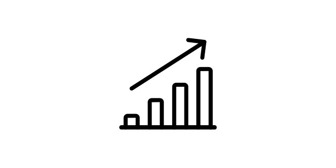 icon image of a bar graph with 4 bars increasing in size with an arrow going from left to right above the bars
