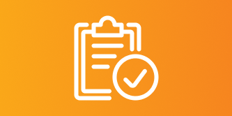 Checklist Check Icon in a orange Background
