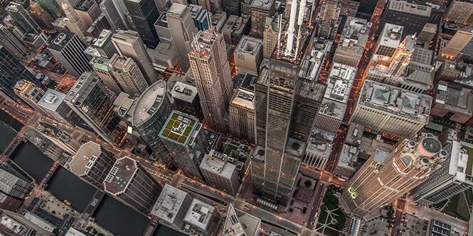 Aerial view of an urban city
