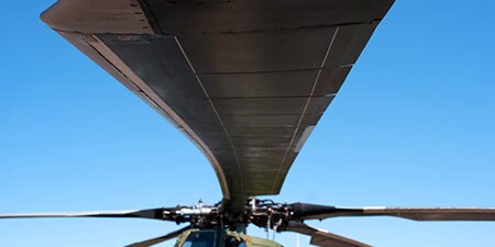 Closeup of a helicopter blade
