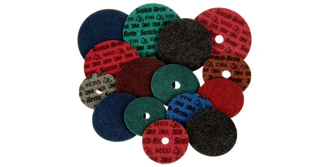 A group of a variety of Scotch-Brite™ Precision Surface Conditioning Discs

