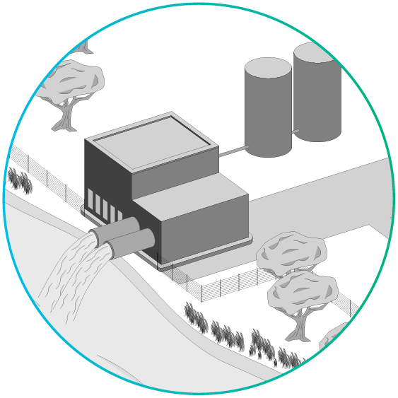 Full Water Waste Treatment Illustration Icon