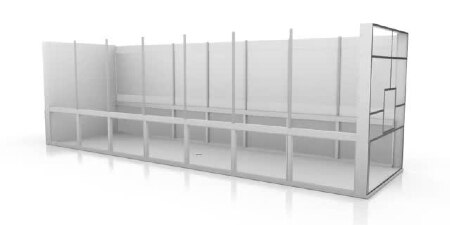 Graphic simulation of an HVAC system under construction
