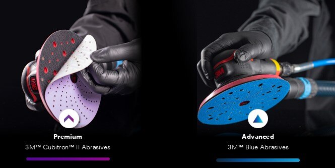 Image of Premium and Advanced Abrasives discs on random orbital sanders
