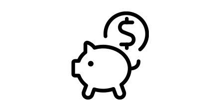 Icon of a coin above a piggy bank.
