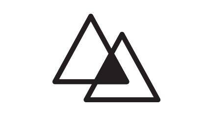 Outline of two overlapping triangles, one slightly offset in front of the other
