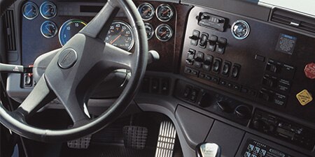 Interior dashboard and console of a vehicle.
