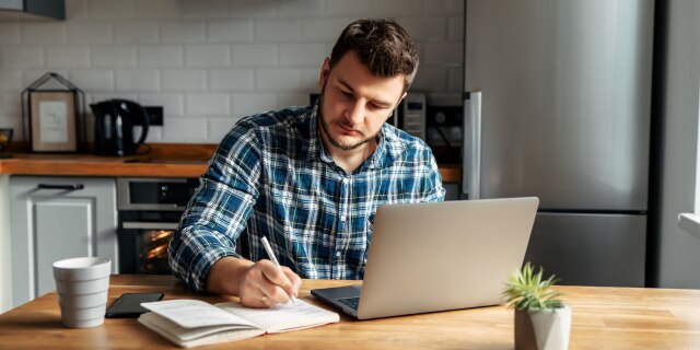 man working on a computer