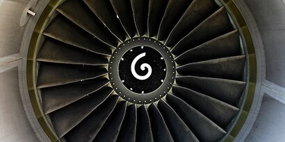 Up close front view of aircraft Fan Blade
