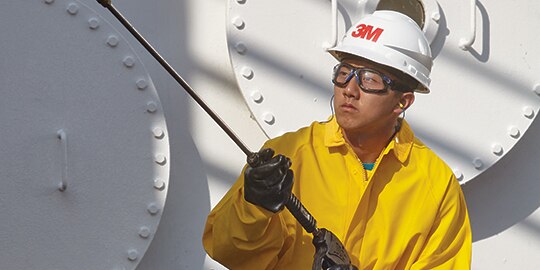 Man working on industrial construction site
