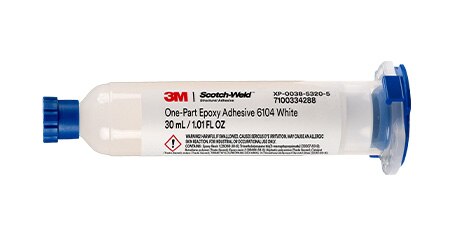 3M™ Scotch-Weld™ One-Part Epoxy Adhesive 6104 White, 30 mL syringe.
