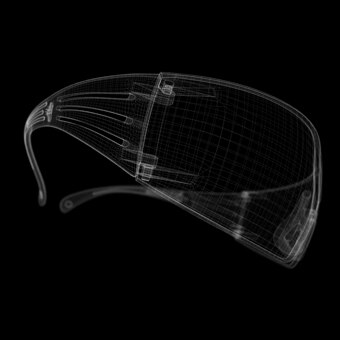 close up of safety glasses design feature
