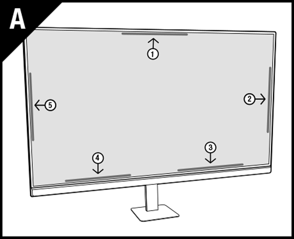 Illustration of attachment strips on a privacy filter for monitors. Illustration of attachment strips on a privacy filter for monitors.