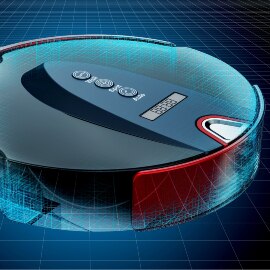 Computer rendering of a robotic vacuum cleaner