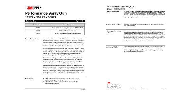 Link to the 3M Performance Spray Gun technical data sheet.
