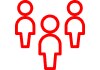 Icon of a workforce represented by three people.