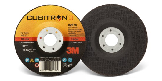 Top and bottom side view of a Cubitron™ II Wheel.
