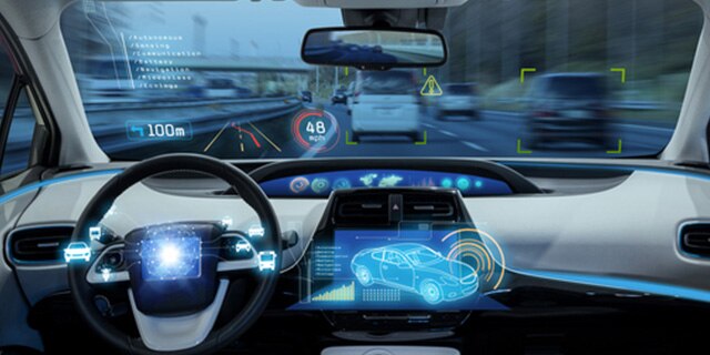 Driver monitoring image of a HUD inside of a vehicle.