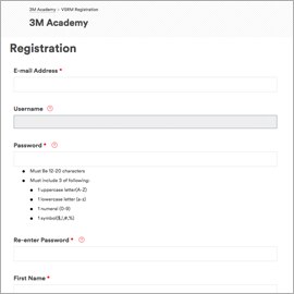 3M Academy Registration form Screen