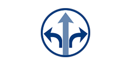 Dedicated left- and right-turn lanes at intersections icon.
