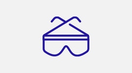 Graphic of a partly folded pair of safety glasses