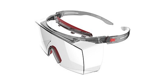 Red frame with brow guard and clear lens tint for SF3700 OTG Series protective eyewear
