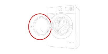 Sketch image of a washing machine and where vhb is used
