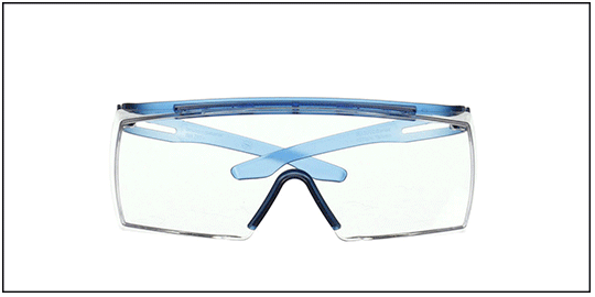 360 spin of SecureFit 370 OTG Series safety eyewear in blue frame with cliear lens
