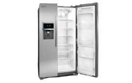 Refrigerator with white plastic materials inside made from Polystyrene