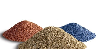 3 piles of 3M roofing granules
