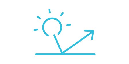 Control and direct heat away from critical components icon of the sun bouncing heat off a surface.

