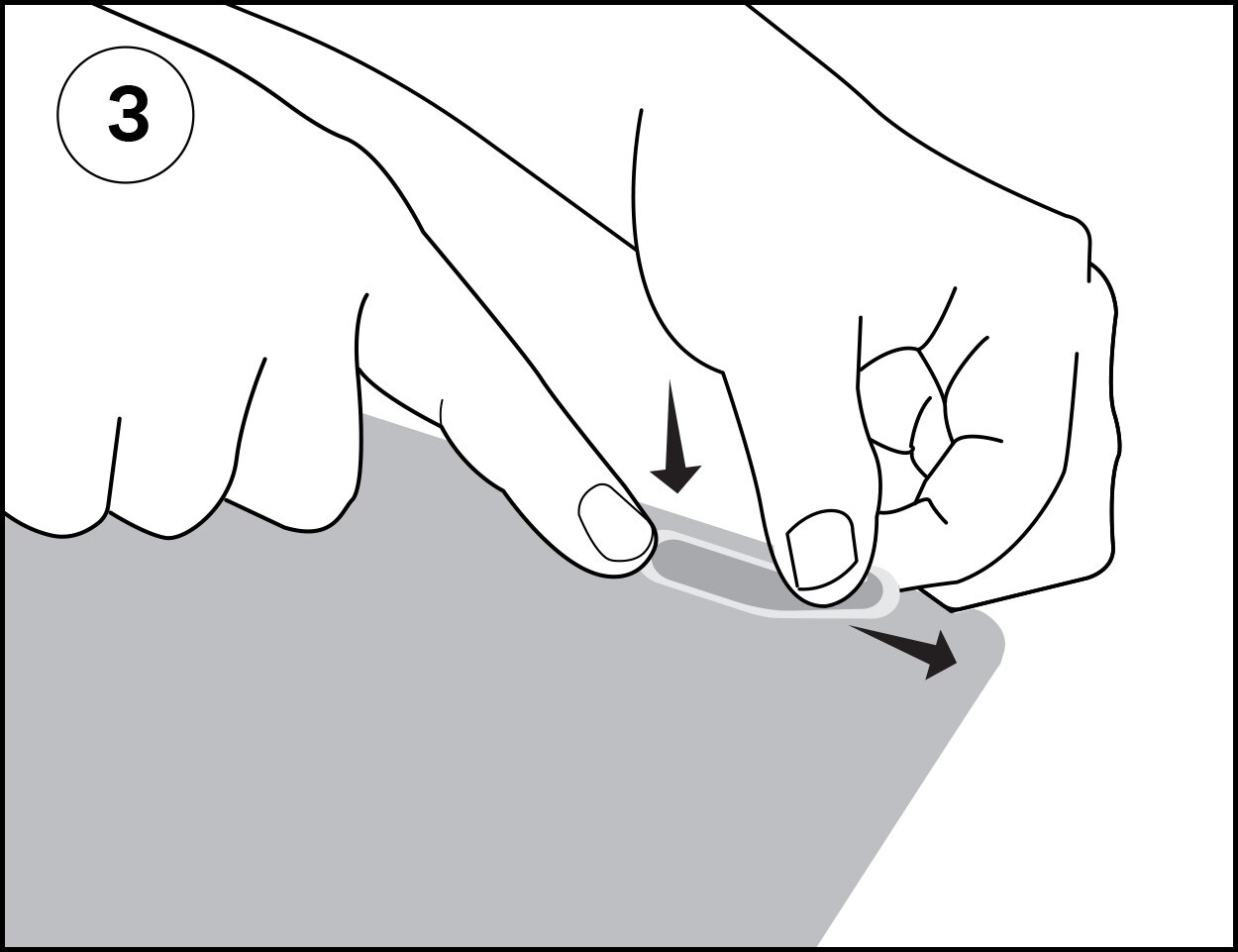 Illustration showing how to slowly apply screen protector to tablet
