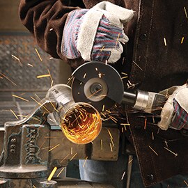 image of a cut-off wheel being used