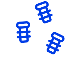 Blue lineart icon representing mechanical fasteners