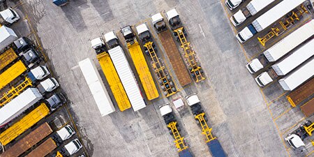 A fleet of commercial trucks
