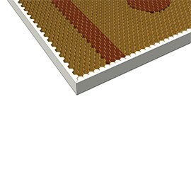 A honeycomb bonded to a frame with void fillers.