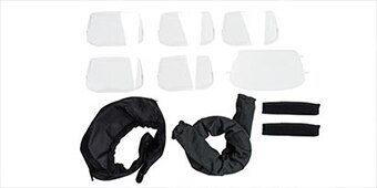 various pieces needed for a welding helmet starter kit
