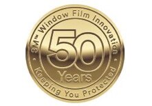 A gold medallion signifies 50 years of 3M Window Films innovation, including energy efficency.