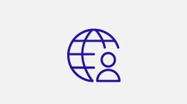 Graphic of a person in front of a globe
