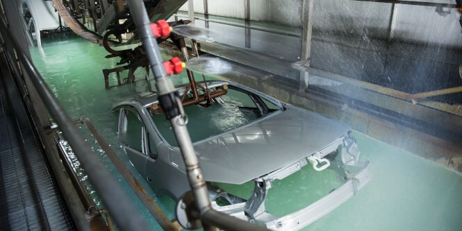 Vehicle in e-coat application
